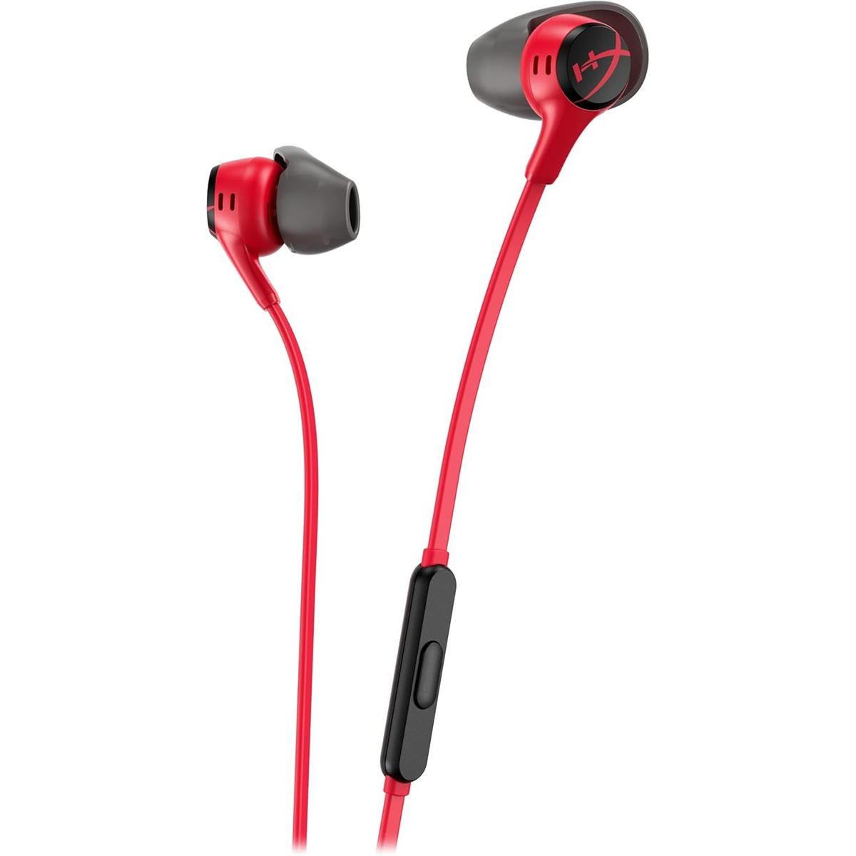 HyperX Cloud Earbuds II – 14mm Drivers, 3.5mm Plug, Built-in Mic, Nintendo Switch/PC/Mobile – Red