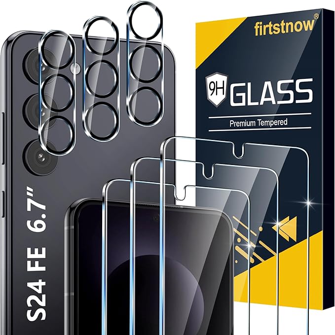 [3+3 Pack] for Samsung Galaxy S24 FE Screen Protector, 9H Tempered Glass, Ultrasonic Fingerprint Compatible, HD Clear Case Friendly for Samsung…