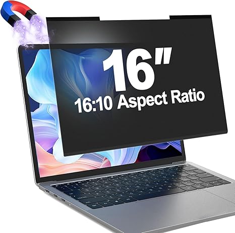 16-Inch Magnetic Laptop Privacy Screen 16:10 WUXGA Removable Anti-Glare Privacy Filter – 1920×1200