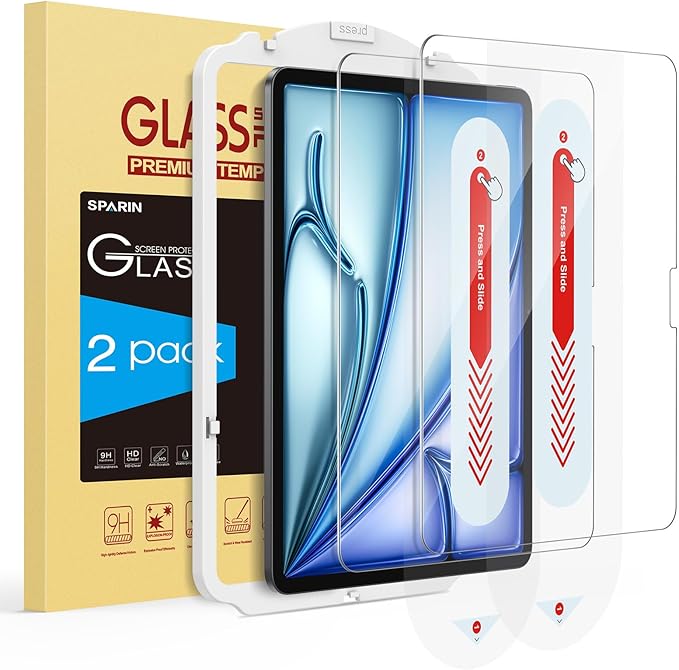 SPARIN 2 Pack Screen Protector for iPad Air 11 Inch M3/M2 (7th /6th Generation, 2025/2024), Tempered Glass Film for iPad Air 7/6 Gen with…