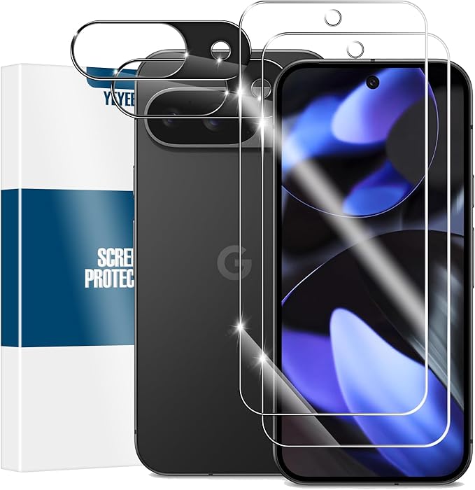 3 Pack Glass Screen Protector for Google Pixel 9, Ultrasonic Fingerprint Unlock, HD Clear Case
