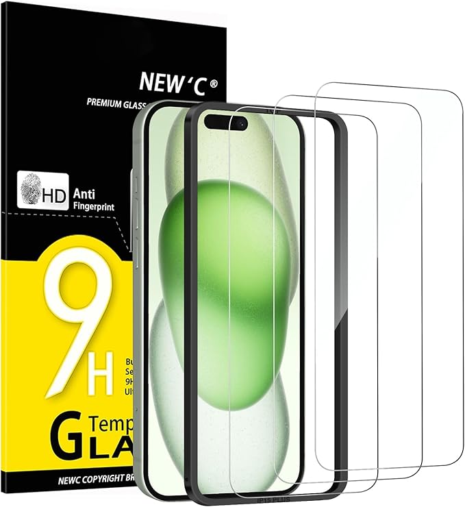 NEW'C 3 Pack Privacy Screen Protector for iPhone 16 Plus,15 Plus (6.7 inches), Anti-Spy Tempered Glass Film, Case Friendly Ultra Resistant with…