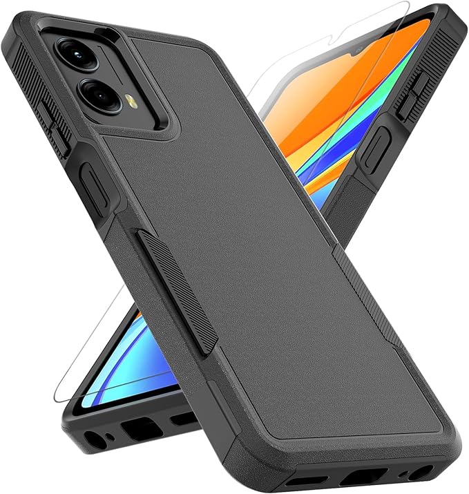 for Motorola Moto G 5G 2024 Case with Screen Protector, Hybrid Heavy Duty Military Protective Shockproof Armor Dual Layer Protection Defender Back…