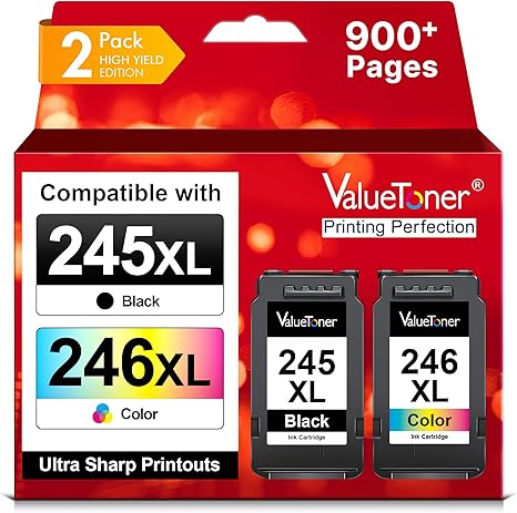 Valuetoner 245XL 246XL Ink Cartridge Combo Pack Replacement for Canon Ink 245 and 246 243 244 for Pixma TR4520 TR4527 MG2522 MG2520 MX490 MX492…