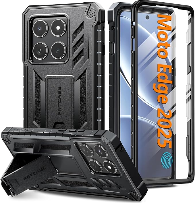 FNTCASE for Motorola Edge 2025 Case: Military Grade Drop Proof Protection Mobile Cover with Kickstand | Matte Textured Rugged Shockproof TPU |…
